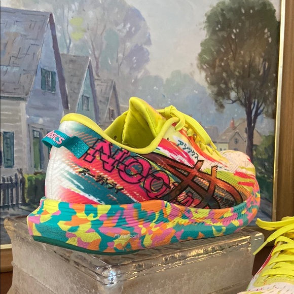 Asics Noosa Tri 13 Neon Yellow and Pink Sneakers with Vibrant Colors and Design - Picture 2 of 14
